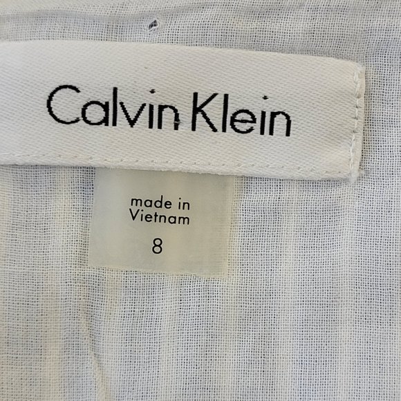 Calvin Klein Woman’s Light blue striped Fit Flare sleeveless cotton dress 8 - Picture 10 of 14